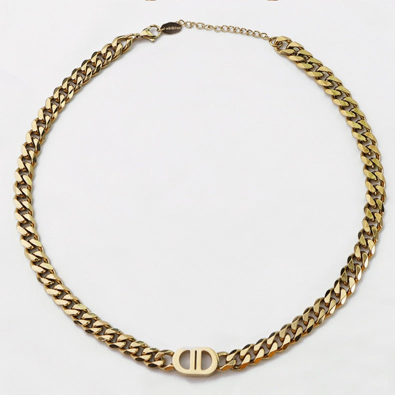 Double D Curb Chain Necklace - Private Glows