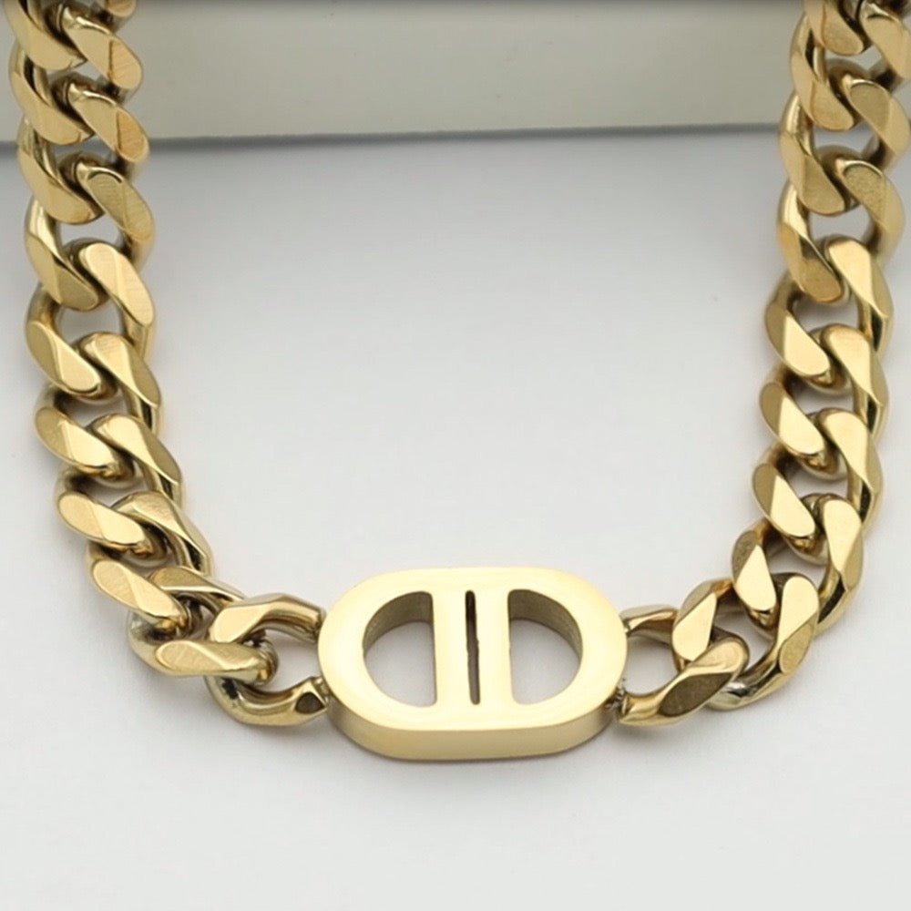 Double D Curb Chain Necklace - Private Glows