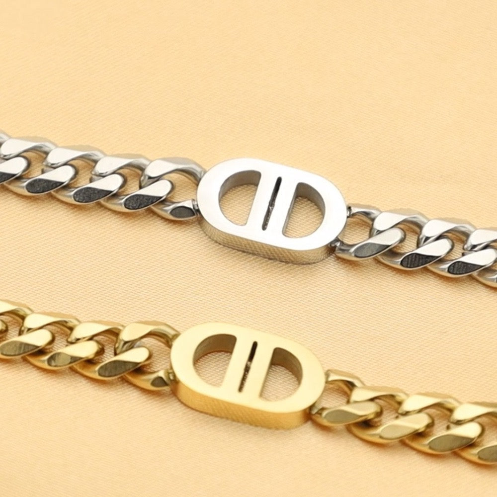 Double D Curb Chain Necklace - Private Glows