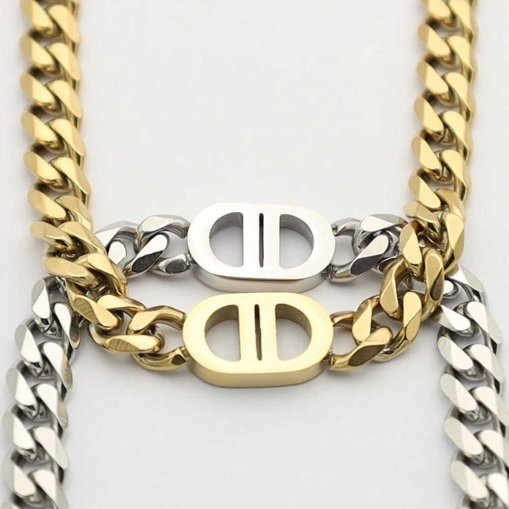 Double D Curb Chain Necklace - Private Glows