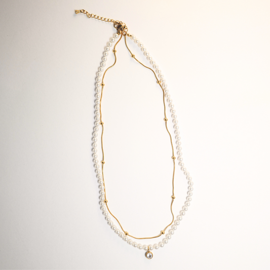 Double Layer Pearl Necklace - Private Glows