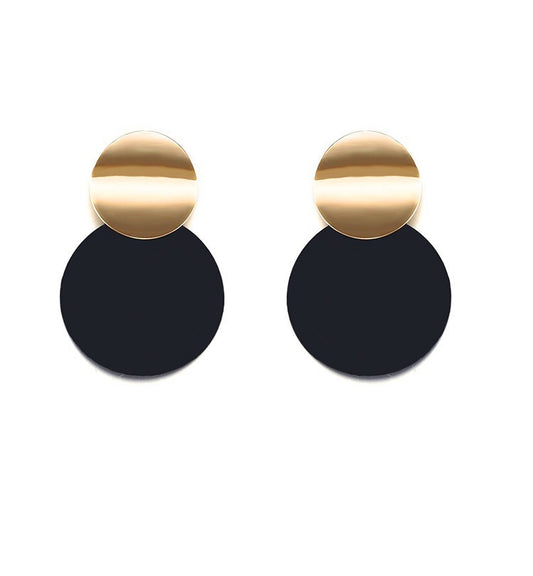 Eclipse Elegance Two-Tone Geometric Earrings - Private Glows