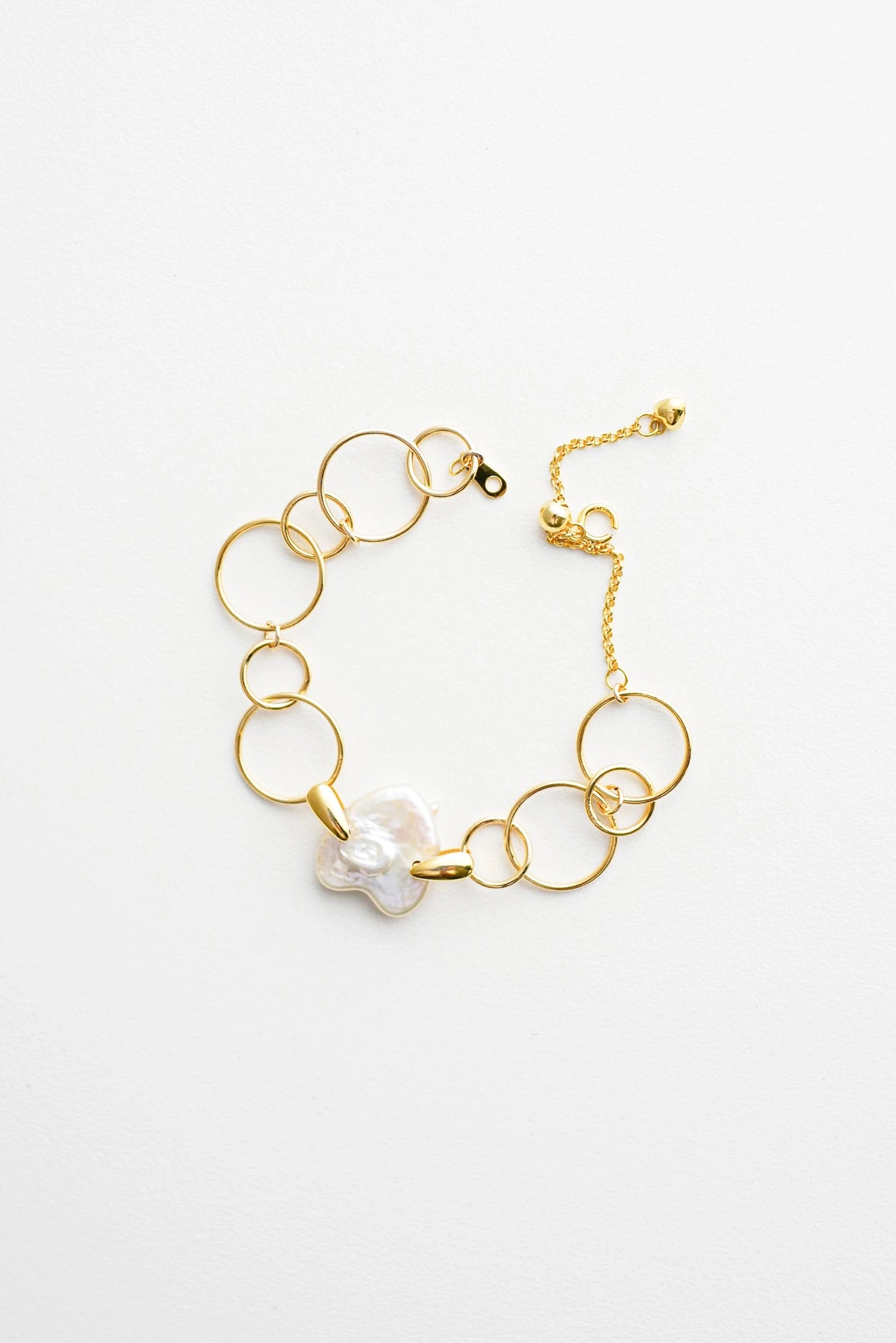 Elena Geometric Gold-Plated Pearl Bracelet