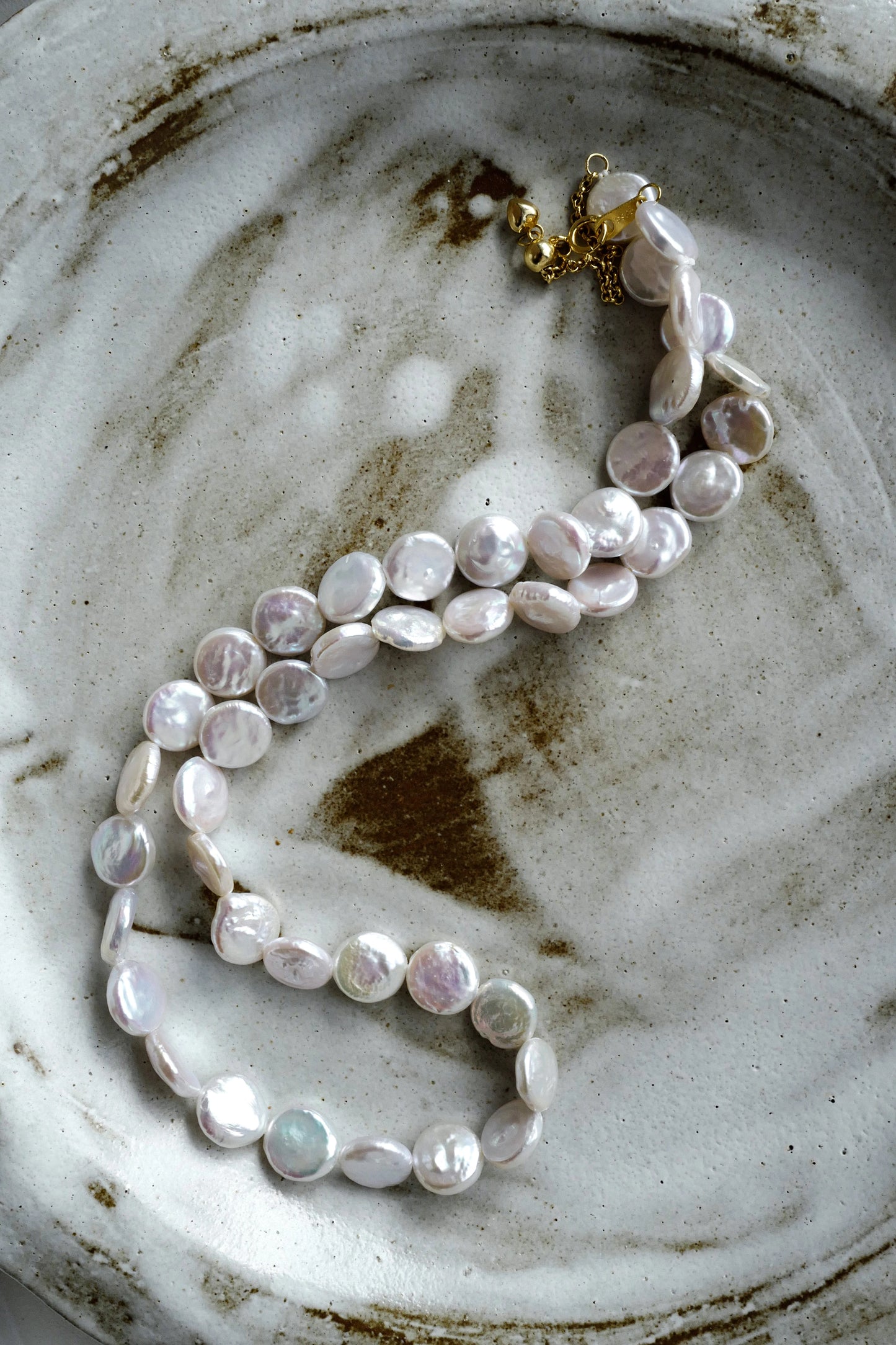 Evelyn Iridescent Coin Pearl Necklace