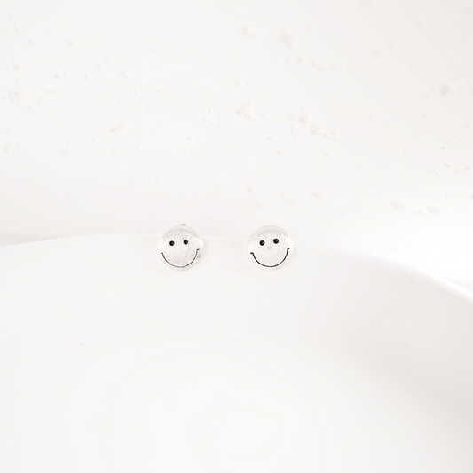 Smiley Face Stud Earrings - Private Glows