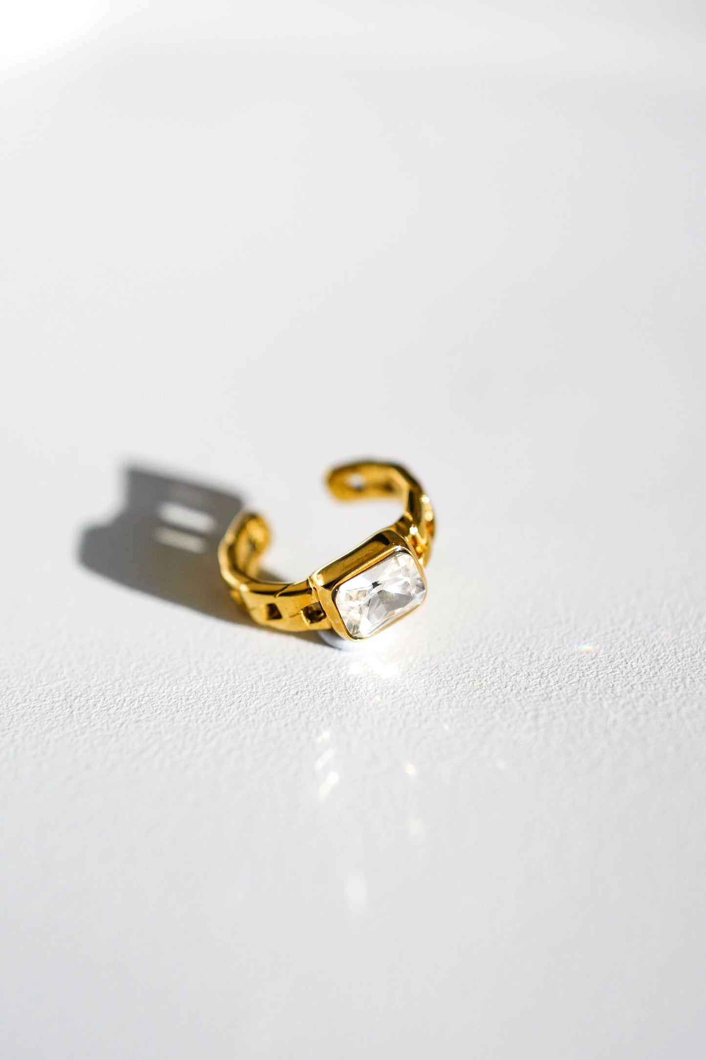 Gold-Plated Open Ring with Cubic Zirconia