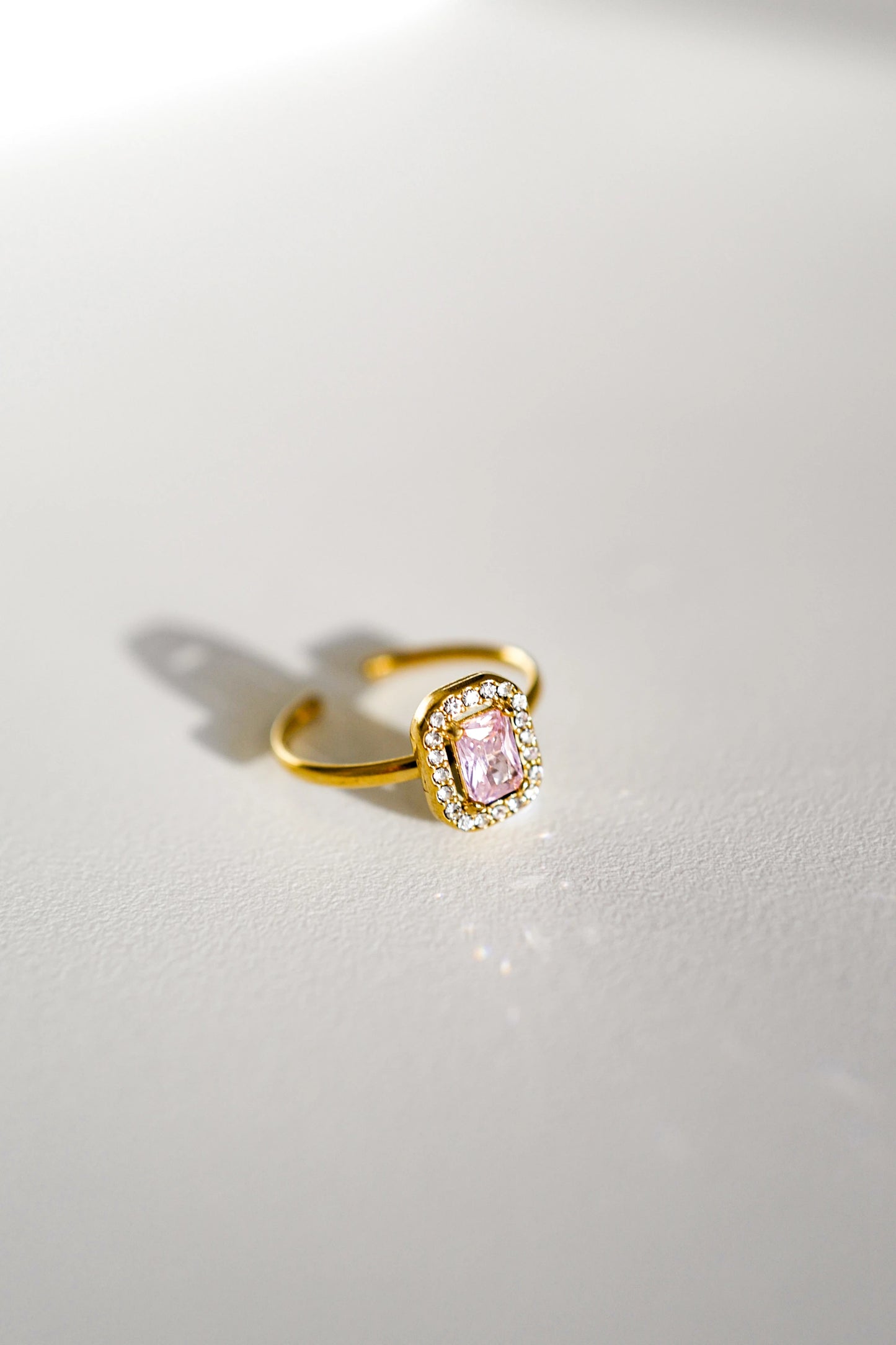 Gold-Plated Open Ring with Cubic Zirconia