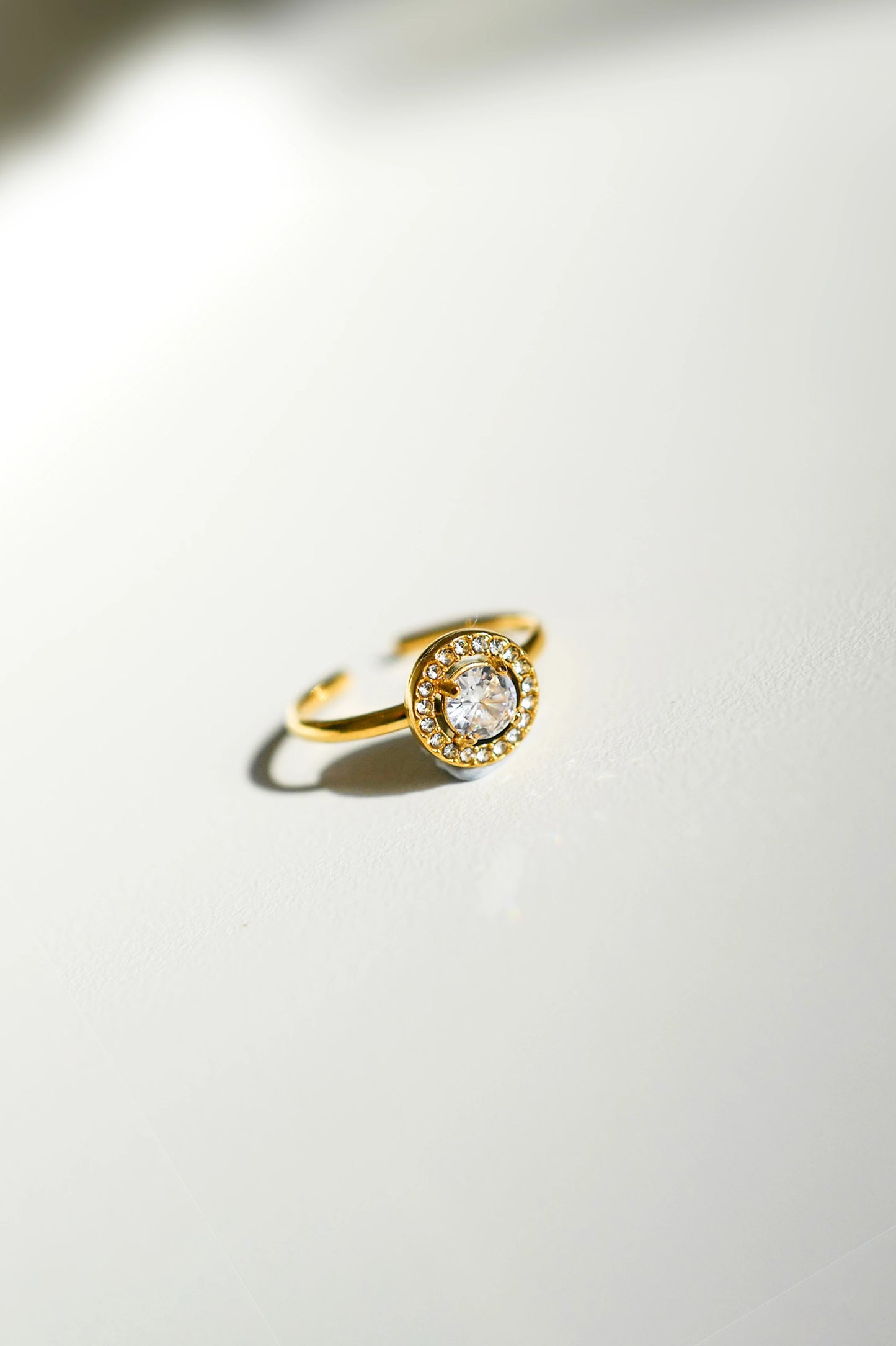 Gold-Plated Open Ring with Cubic Zirconia